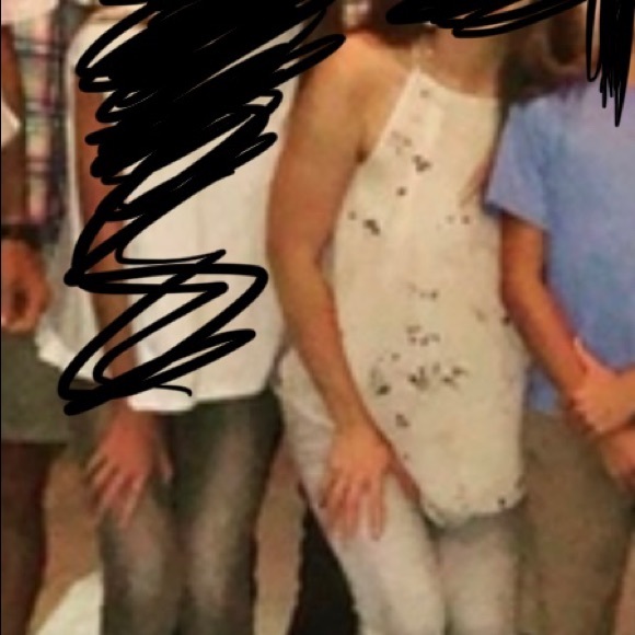 Blush floral top with black and blue florals - Picture 2 of 2